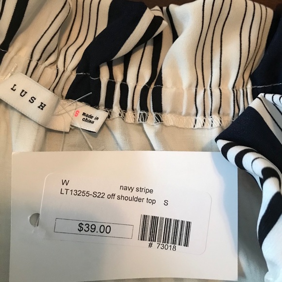 NWT Lush Navy and White crop top - Picture 2 of 3
